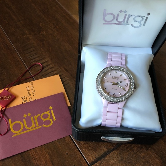 Burgi Diamond Ceramic Mother of Pearl Watch - Picture 2 of 8
